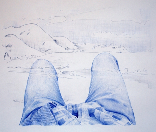 Autostop 5: Meditación – Bolígraf sobre paper – 65 x 50 cm. – 2012 Bolígraf sobre papel - 100 x 70 cm. - 2012